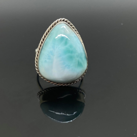 Larimar ring 18 mm/57, 925 zilver