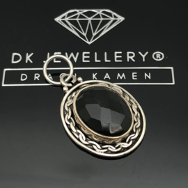 Onyx hanger, 925 zilver