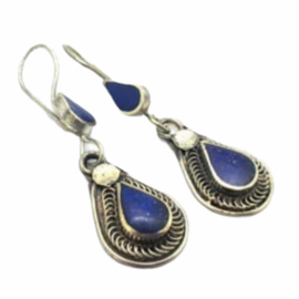 Lapis Lazuli oorhangers, zilver