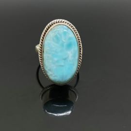 Larimar ring 18 mm/57, 925 zilver