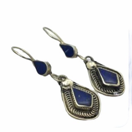 Lapis Lazuli oorhangers, zilver