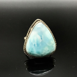 Larimar ring, 925/000 zilver  Ringmaat 18,7 mm/59 (BE)