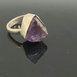 Amethist ruw ring, 16,5 mm/52, 925 zilver
