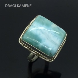 Larimar ring, 925/000 zilver  Ringmaat 19 mm/ 60 (BE)