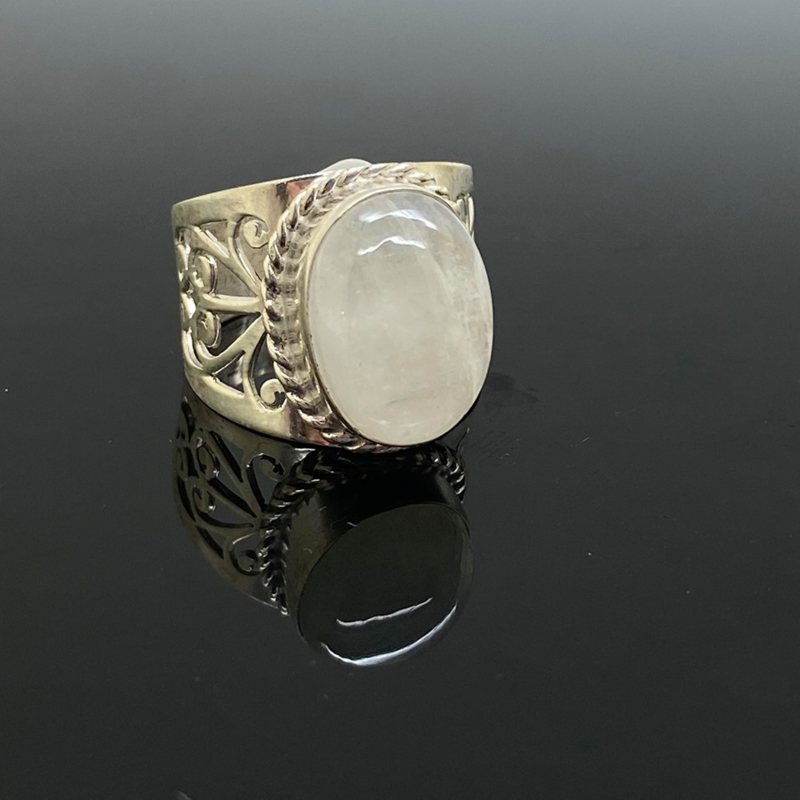 Maansteen ring, 18 mm/57, 925 zilver