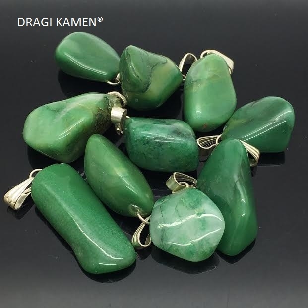 gekruld koolhydraat Sovjet Groene Jade gezondheidshanger met zilveren hangoog. | Jade | Dragi Kamen®  edelstenen en mineralen