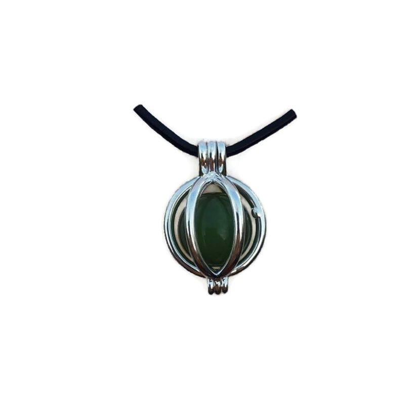 Groene Chalcedoon bol in wisselhanger (silverplated)