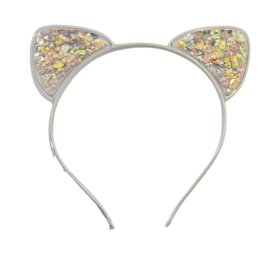 Diadeem kattenoortjes Met Glittersterretjes | Wit