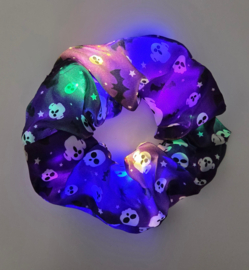 Led Scrunchie |  Halloween paars met skulls en spookjes