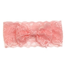 Haarband kant met strik roze