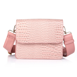 Pink Croco Schoudertas Lak