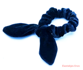 Velvet Bunny Ear Scrunchie Navy