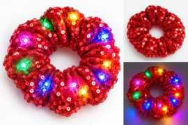 Led Scrunchie | Rood met pailletjes