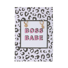 Oorbel wenskaart Boss Babe |Goud