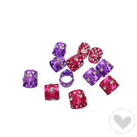 Haar Bedels Purple & Pink Strass S  | 12 stuks