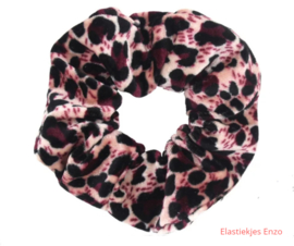 Velvet Scrunchie  Leopard Pink