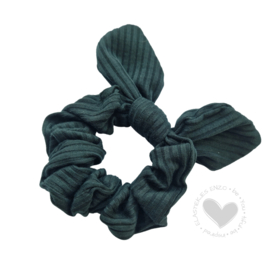 Knitted Bunny Ear Scrunchie | Deep Dark Green