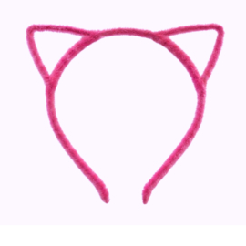 Diadeem Fluffy Cat Ears Fucsia Roze