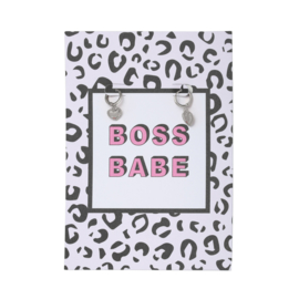 Oorbel wenskaart Boss Babe |Zilver