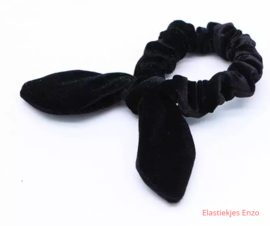 Velvet Bunny Ear Scrunchie Black