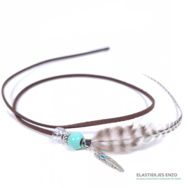 Hairwrap Dark Brown Turquoise| Feather