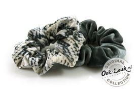 Set scrunchies grijs / snake