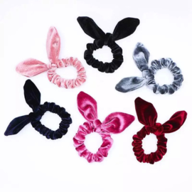 Velvet Bunny Ear Scrunchie Navy