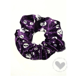 Led Scrunchie |  Halloween paars met skulls en spookjes