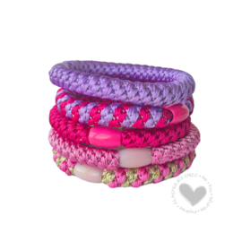 Haarelastiek Geweven Pink & Purple