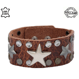 Armband Leer Stars Brown