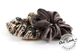 Set Scrunchies Taupe / Snake