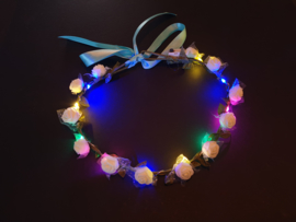 LED Hoofdband 'Roos' | Multi Color/ Witte Roosjes