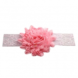 Haarband kant met grote bloem roze