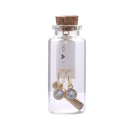 Oorbel Message in a bottle | Happy BirthDay|  Gold & Zilver