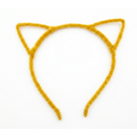 Diadeem Fluffy Cat Ears Okergeel