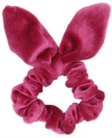 Velvet Bunny Ear Scrunchie Pink
