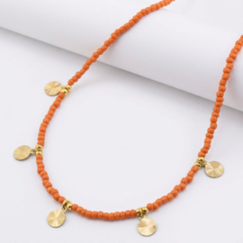 Oranje Kralenketting met Gouden Bedels | EK, WK & Koningsdag Accessoire