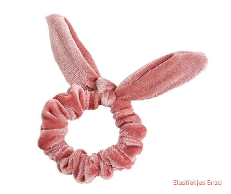 Velvet Bunny Ear Scrunchie Sweet Pink