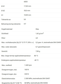 6003 Kunststof kogellager Xiros®