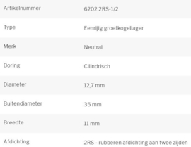 6202-2RS.5/8"C3 PFi