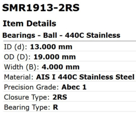 SMR1913-2RS in RVS NTR