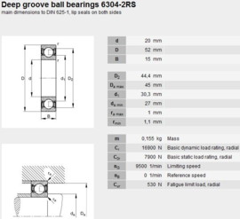 6304-2RS in RVS SS6304-2RS W6304-2RS MGK