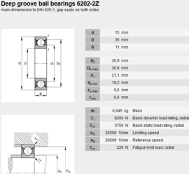6202-2RS EZO in RVS SS6202-2RS inox