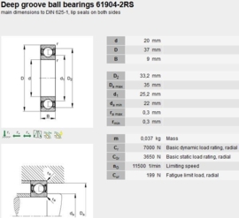 61904-2RS PTi in RVS SS61904-2RS W61904-2RS