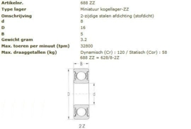 SS688-2Z IBB/IBU RVS  W688-2Z 688-2Z