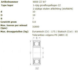 63800-2Z SKF (=61800-2Z/W7)