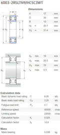 6003-2RSLTN9/HC5C3WT SKF hybride lager