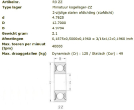 R3-2Z/P6 SKF = WEEYB003-2Z/P6 RVS