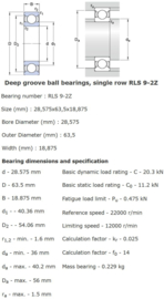 RLS9-2Z SKF =LS11-2Z of LJ-1.1/8"-2Z