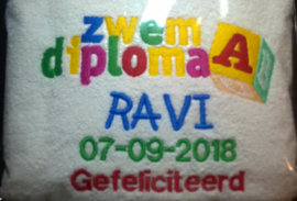 Zwemdiploma A, B of C handdoek met naam